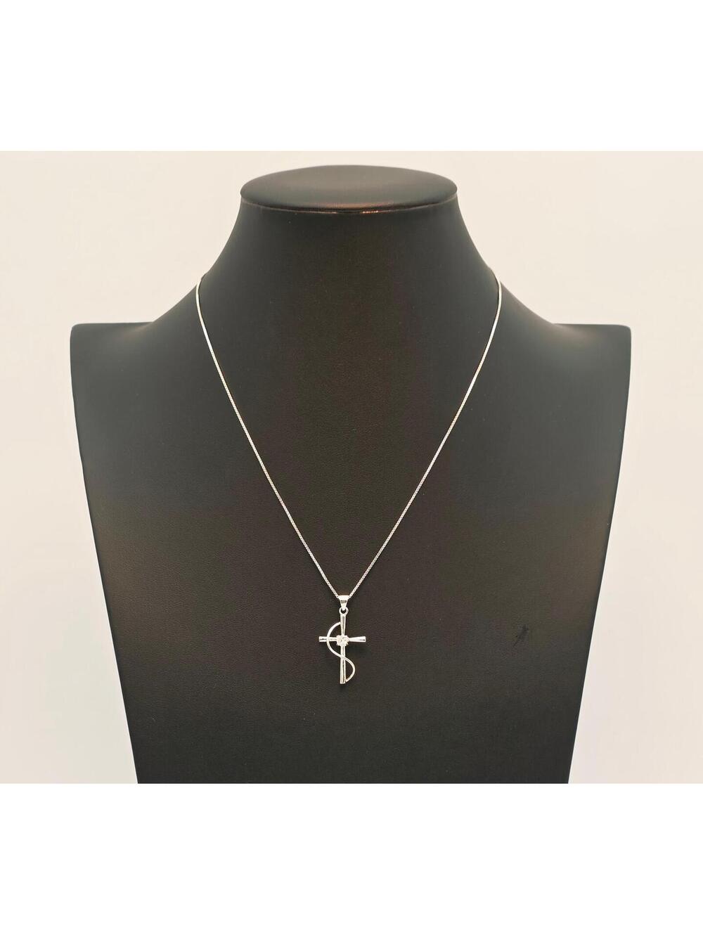 Sterling Silver Cross Necklace 925 Italy Arezzo Chain & HAN925 Thai Diamond CZ
